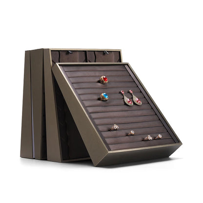 Vertical Leather Velvet Jewelry Stand Necklace Earring Ring Pendant Display Holder Luxury Accessory Organizer Tray