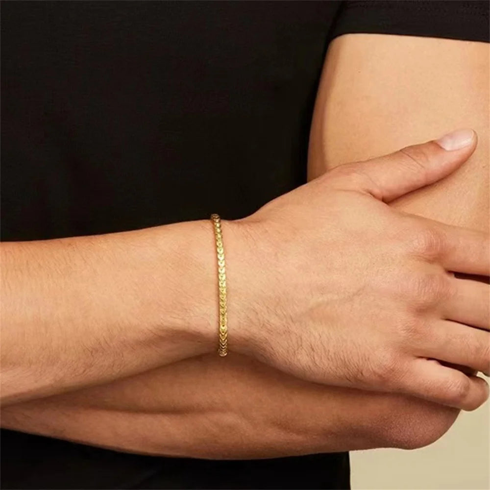 3Mm Stainless Steel Geometric Square Cuban Bracelet Simple Men Bracelet Trendy Jewelry Bracelet for Women Accessories