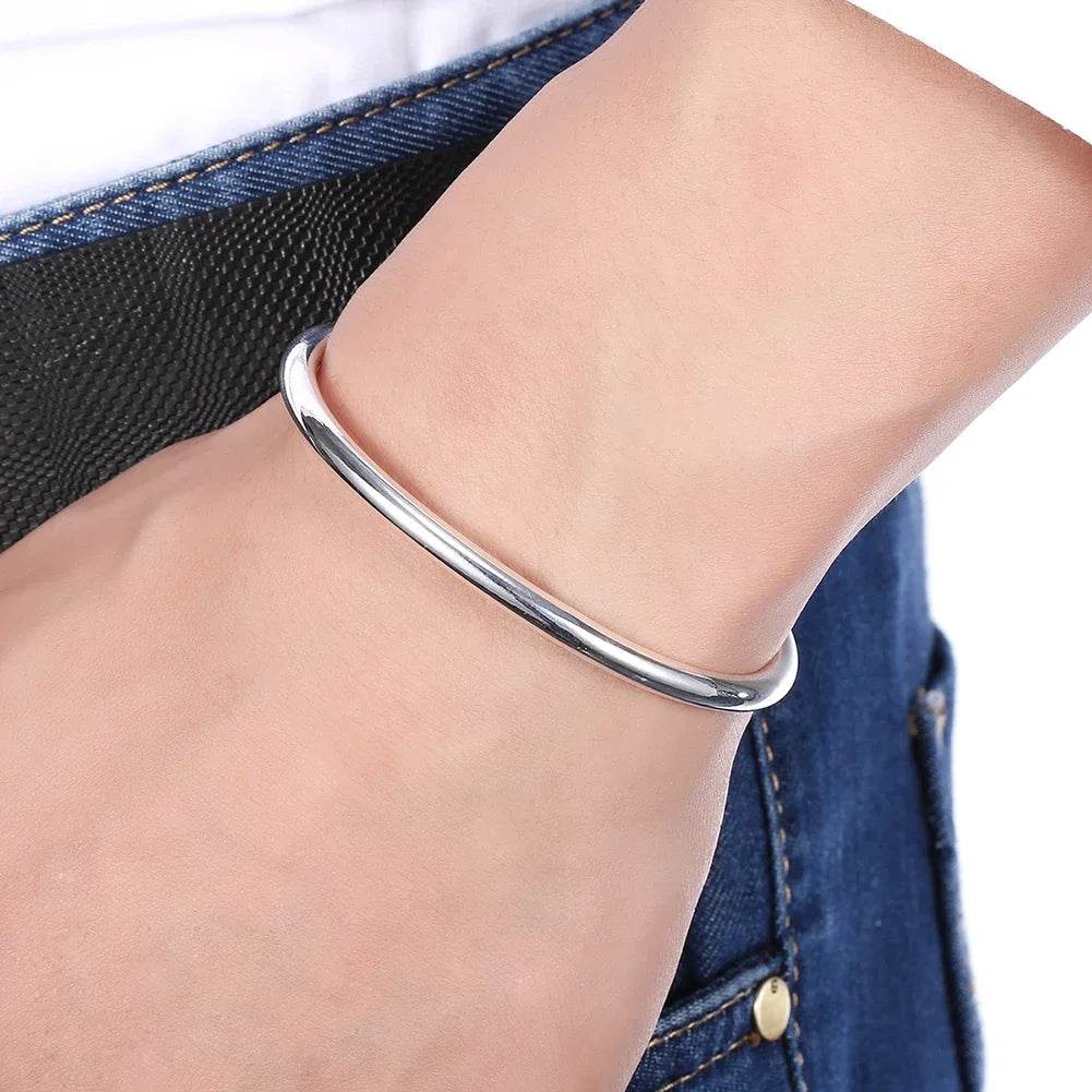 Hot 925 Sterling Silver Cuff Bracelets for Women Simple Elegant Bangles Fashion Wedding Party Jewelry Christmas Gifts