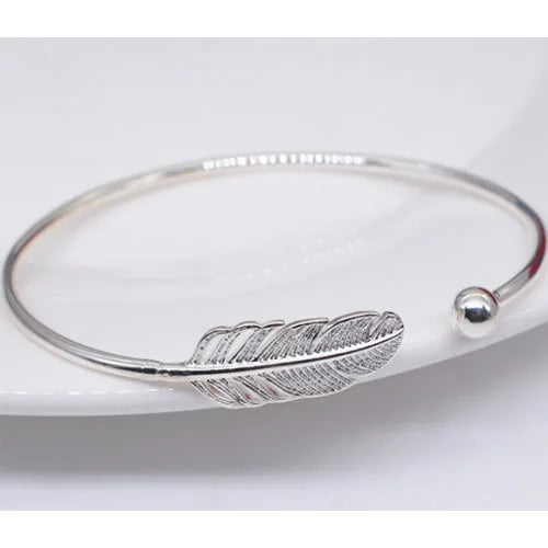 925 Sterling Silver Angel Feather Lucky Arm Cuff Designer Bracelets Bangles for Women Party Jewelry Gifts Jewellery