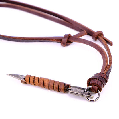 1Pc Man Handmade Vintage Leather Arrow Pendant Necklace Rope Body Choker Chain Necklaces Men&Women Punk Jewlery Accessories