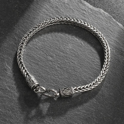 Retro Hemp Twine Rope Metal Bracelet for Men Stainless Steel Punk Gothic Woven Bracelet Biker Accessories Unisex Jewelry Gift
