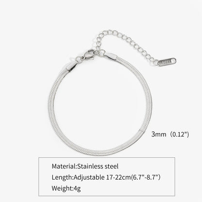 3Mm Silver Color Stainless Steel Flat Chain Bracelet Simple Bracelet for Men Retro Jewelry Trendy Accessories Women Bracelet
