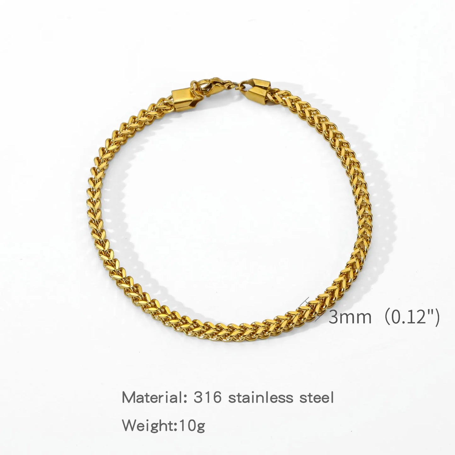 3Mm Stainless Steel Geometric Square Cuban Bracelet Simple Men Bracelet Trendy Jewelry Bracelet for Women Accessories