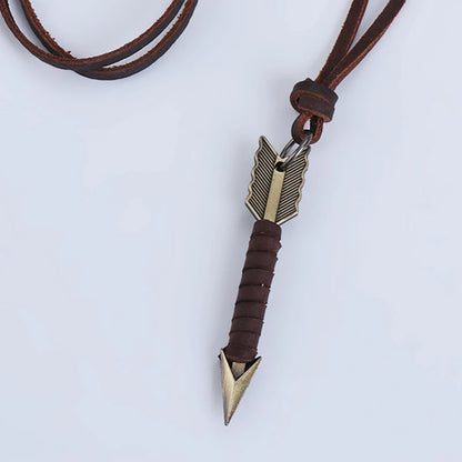 1Pc Man Handmade Vintage Leather Arrow Pendant Necklace Rope Body Choker Chain Necklaces Men&Women Punk Jewlery Accessories