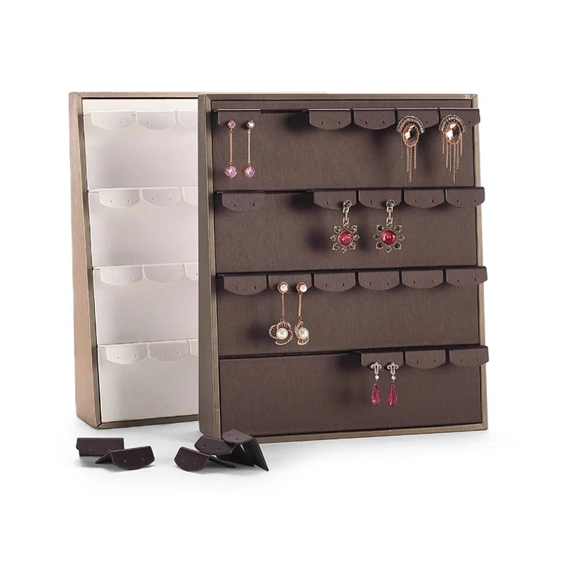 Vertical Leather Velvet Jewelry Stand Necklace Earring Ring Pendant Display Holder Luxury Accessory Organizer Tray