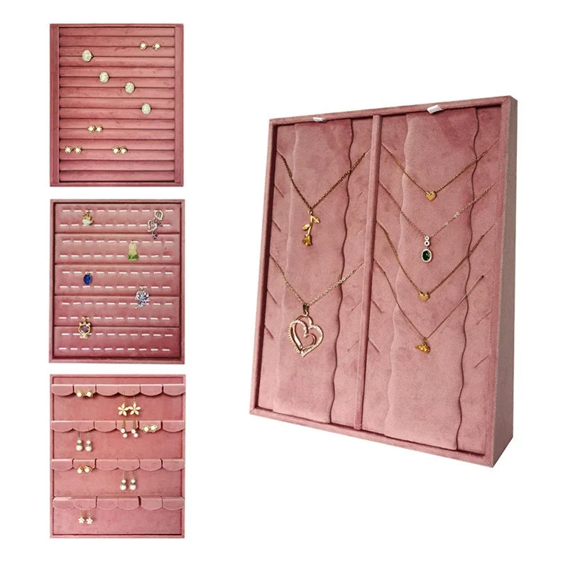 Vertical Leather Velvet Jewelry Stand Necklace Earring Ring Pendant Display Holder Luxury Accessory Organizer Tray
