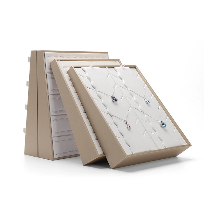 Vertical Leather Velvet Jewelry Stand Necklace Earring Ring Pendant Display Holder Luxury Accessory Organizer Tray