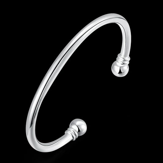 Hot 925 Sterling Silver Cuff Bracelets for Women Simple Elegant Bangles Fashion Wedding Party Jewelry Christmas Gifts