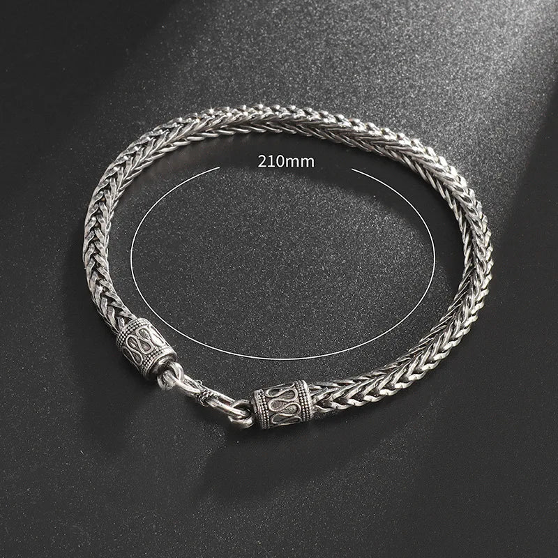 Retro Hemp Twine Rope Metal Bracelet for Men Stainless Steel Punk Gothic Woven Bracelet Biker Accessories Unisex Jewelry Gift