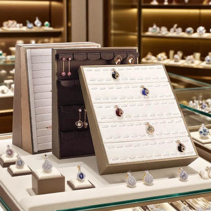 Vertical Leather Velvet Jewelry Stand Necklace Earring Ring Pendant Display Holder Luxury Accessory Organizer Tray