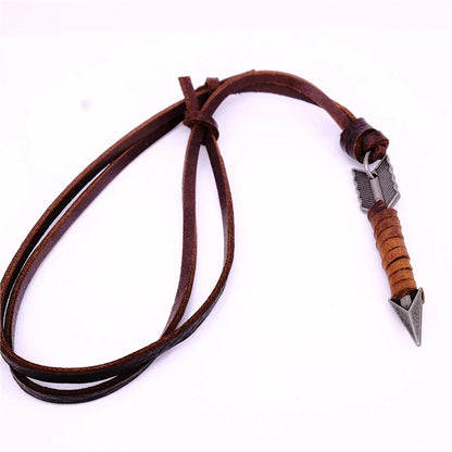 1Pc Man Handmade Vintage Leather Arrow Pendant Necklace Rope Body Choker Chain Necklaces Men&Women Punk Jewlery Accessories