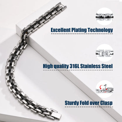 Stylish Strap Chain Boys Men Bracelets Stainless Steel Links Wristband, Father'S Day Dad for Birthday Christmas Gift Jewelry