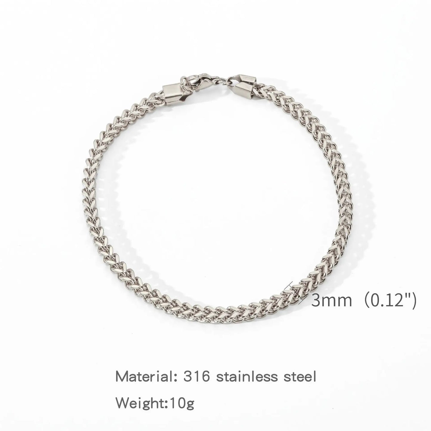 3Mm Stainless Steel Geometric Square Cuban Bracelet Simple Men Bracelet Trendy Jewelry Bracelet for Women Accessories