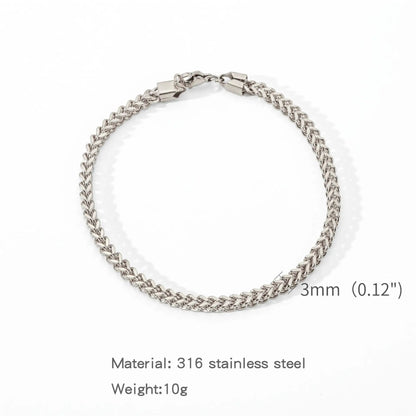 3Mm Stainless Steel Geometric Square Cuban Bracelet Simple Men Bracelet Trendy Jewelry Bracelet for Women Accessories