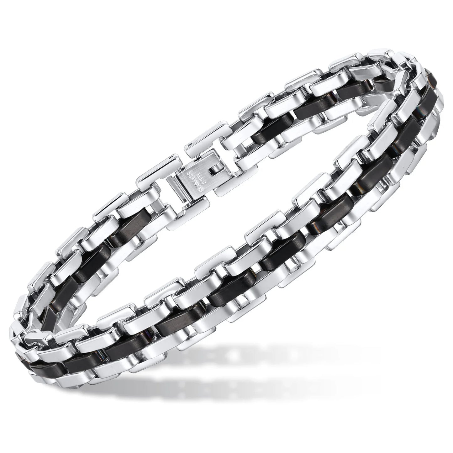 Stylish Strap Chain Boys Men Bracelets Stainless Steel Links Wristband, Father'S Day Dad for Birthday Christmas Gift Jewelry