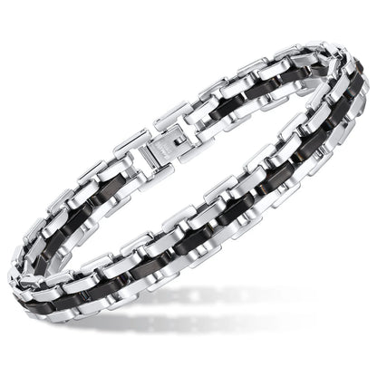 Stylish Strap Chain Boys Men Bracelets Stainless Steel Links Wristband, Father'S Day Dad for Birthday Christmas Gift Jewelry