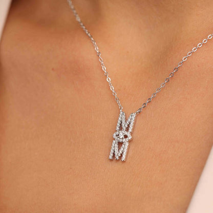 שרשרת כסף JETEM תליון תליון MOM עם עין