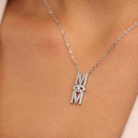 שרשרת כסף JETEM תליון תליון MOM עם עין