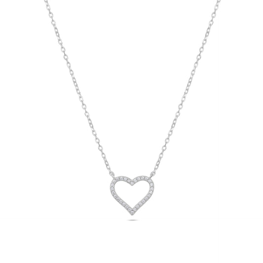 שרשרת כסף 925 עם תליון לב משובץ אבני זירקון