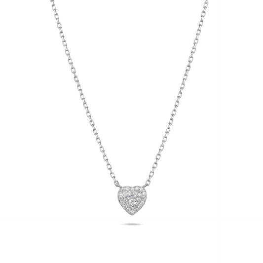 שרשרת כסף 925 בעלת תליון לב משובץ אבני זירקון