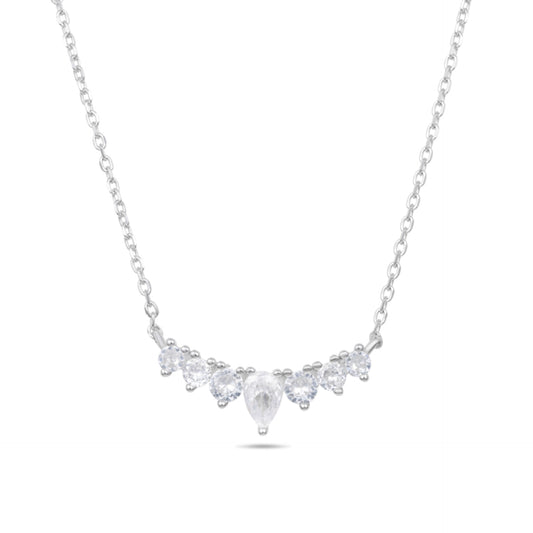 שרשרת כסף 925 פרינס עם שיבוץ אבני זירקון בצורת טיפה