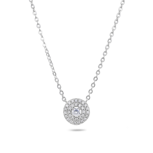 שרשרת כסף 925 עם תליון עגול משובץ אבני זירקון