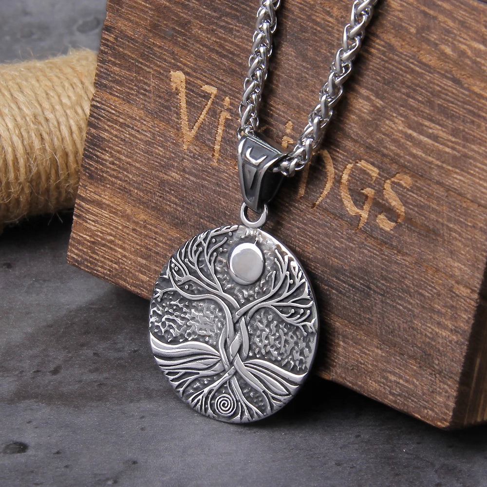 Tree of Life Amulet Stainless Steel Mens Necklac Simple Elegant Charm for Male Boyfriend Biker Jewelry Creativity Gift Wholesale